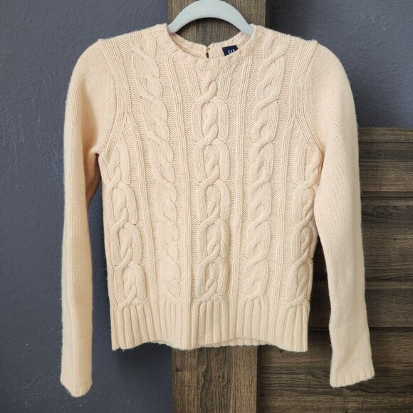 Vtg Y2K GAP Sweater Womens S Cable Knit Wool Angora Cashmere Blend Cropped Peach - Picture 14 of 14